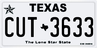 TX license plate CUT3633