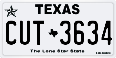 TX license plate CUT3634