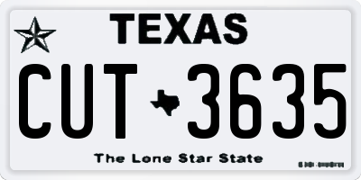 TX license plate CUT3635