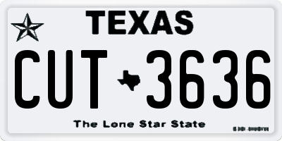 TX license plate CUT3636