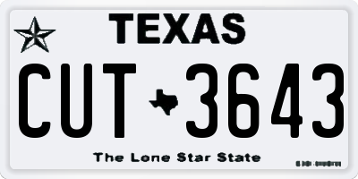 TX license plate CUT3643