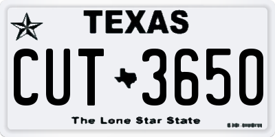 TX license plate CUT3650