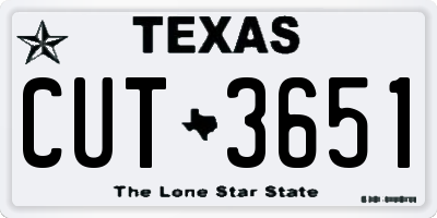TX license plate CUT3651