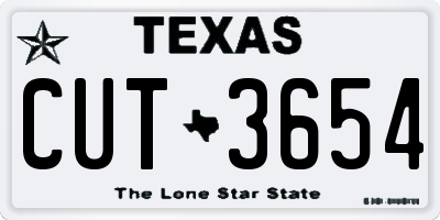 TX license plate CUT3654
