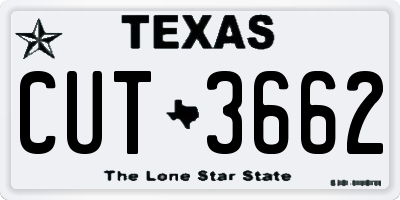 TX license plate CUT3662
