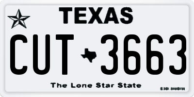 TX license plate CUT3663