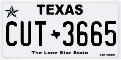 TX license plate CUT3665