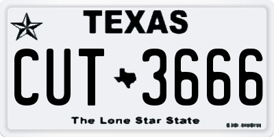 TX license plate CUT3666