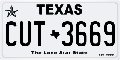 TX license plate CUT3669