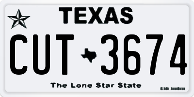 TX license plate CUT3674