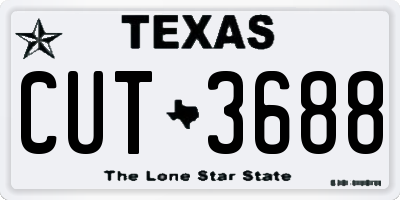 TX license plate CUT3688