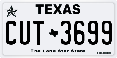 TX license plate CUT3699