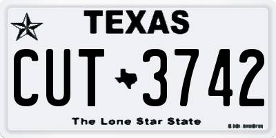 TX license plate CUT3742