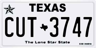 TX license plate CUT3747