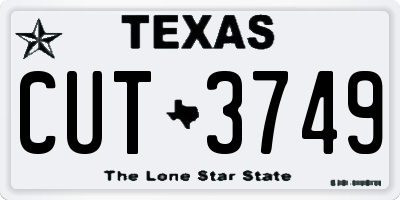 TX license plate CUT3749