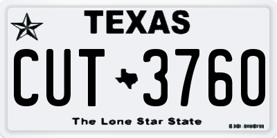 TX license plate CUT3760