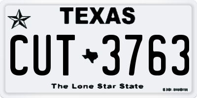 TX license plate CUT3763