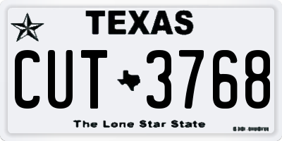 TX license plate CUT3768