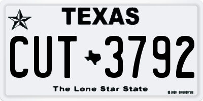 TX license plate CUT3792