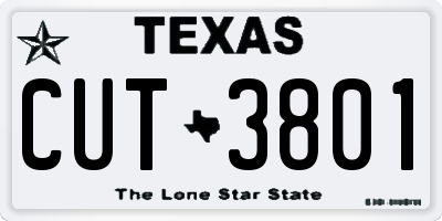 TX license plate CUT3801