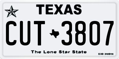 TX license plate CUT3807