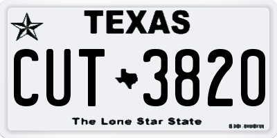 TX license plate CUT3820