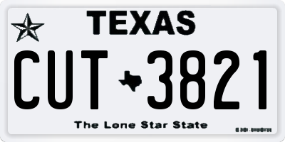 TX license plate CUT3821