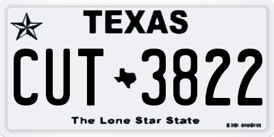 TX license plate CUT3822