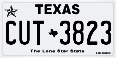 TX license plate CUT3823