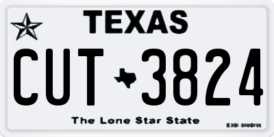 TX license plate CUT3824
