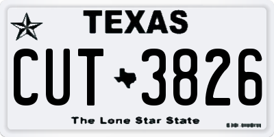 TX license plate CUT3826