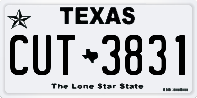 TX license plate CUT3831