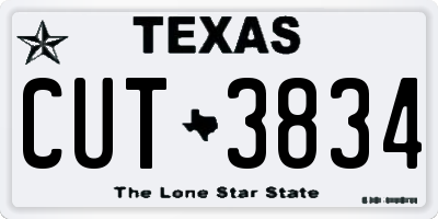 TX license plate CUT3834