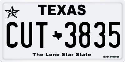TX license plate CUT3835
