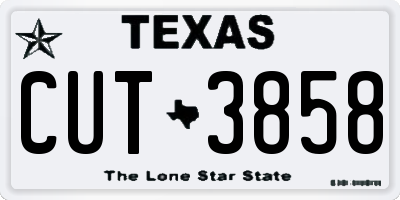 TX license plate CUT3858