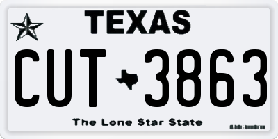 TX license plate CUT3863