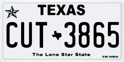 TX license plate CUT3865