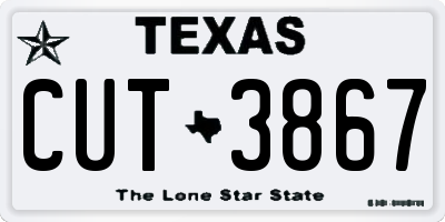 TX license plate CUT3867