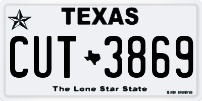 TX license plate CUT3869