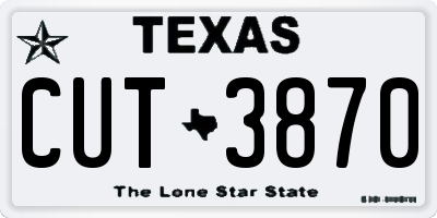TX license plate CUT3870
