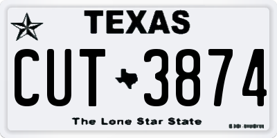TX license plate CUT3874