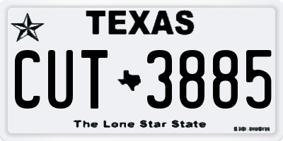 TX license plate CUT3885