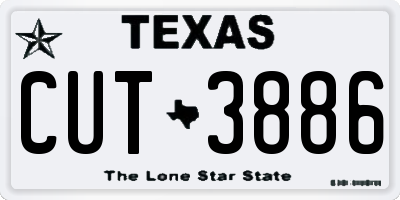 TX license plate CUT3886