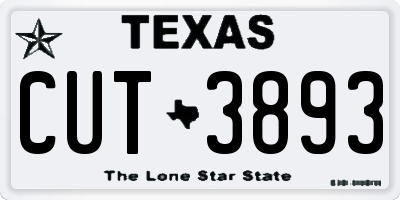 TX license plate CUT3893