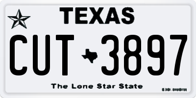 TX license plate CUT3897