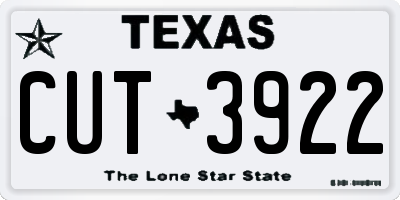 TX license plate CUT3922