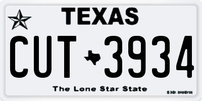 TX license plate CUT3934