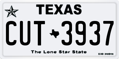 TX license plate CUT3937