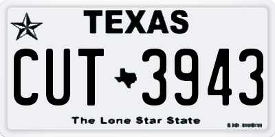 TX license plate CUT3943