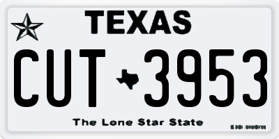 TX license plate CUT3953